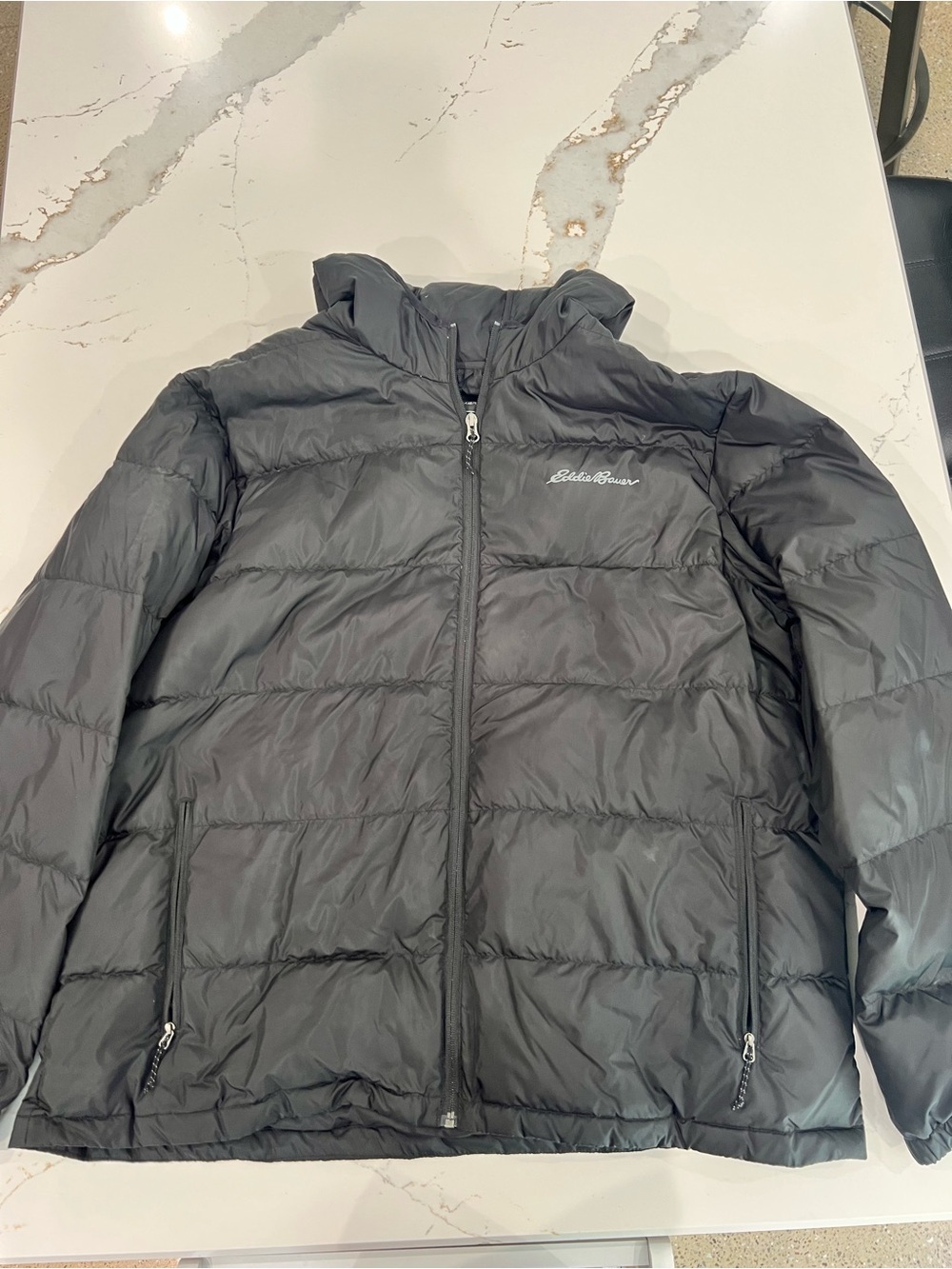 Eddie Bauer Black Quilted Hooded Puffer Jacket